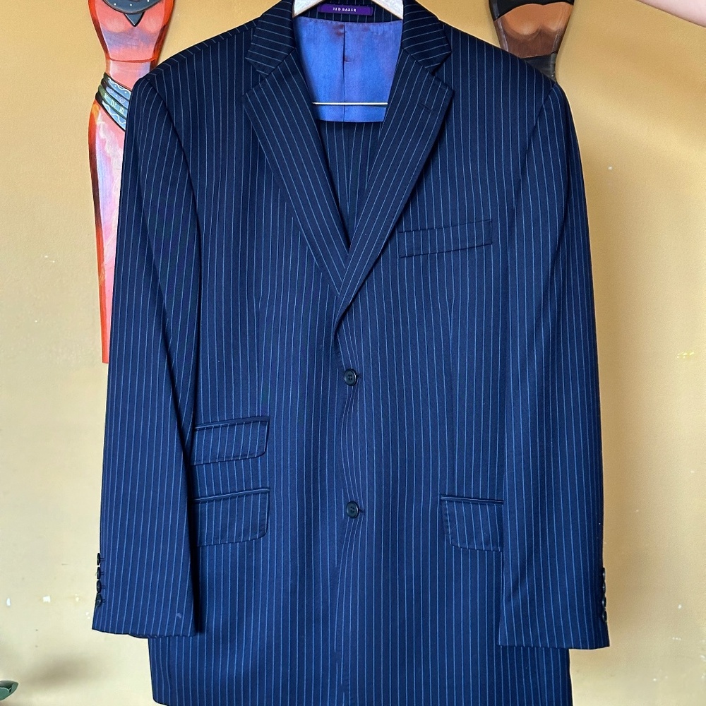Ted Baker Endurance Navy Blue Pin Stripe Suit